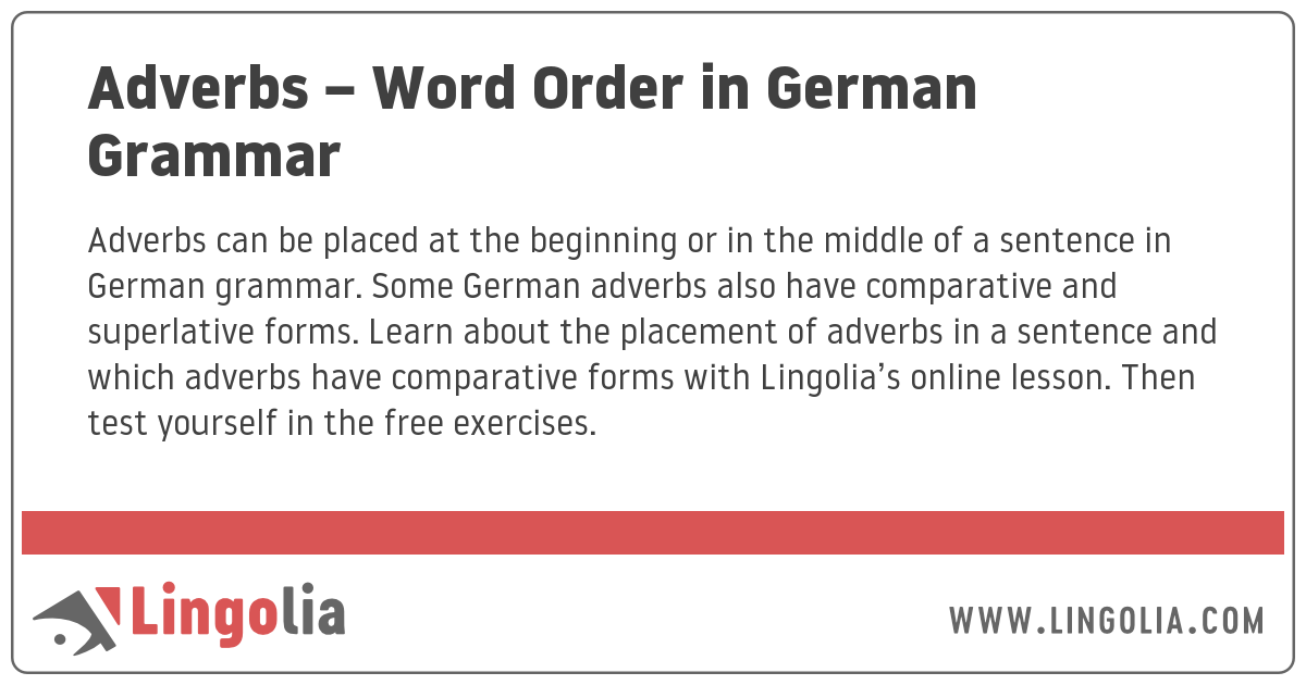 Adverbs Word Order In German Grammar