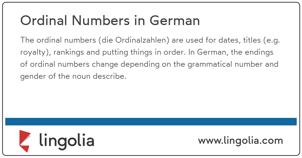 Ordinal Numbers In German