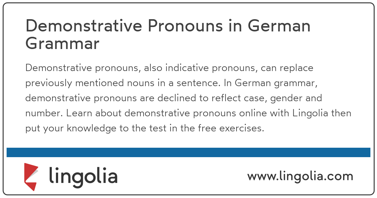Demonstrative Pronouns In German Grammar